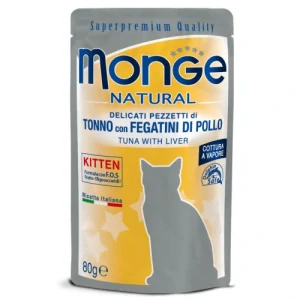 MONGE NATURAL KITTEN 80g kapsička pre mačiatka tuniak s pečeňou v želé