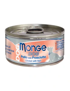 MONGE DOG NATURAL Chicken with ham 95g konzerva pre dospelých psov s kuracím mäsom a šunkou
