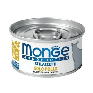 MONGE Monoprotein Flakes Only chicken 80g konzerva pre dospelé mačky s kuracím mäsom