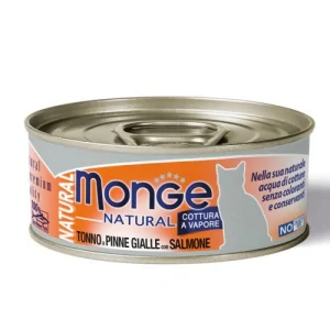 MONGE NATURAL 80g konzerva pre dospelé mačky tuniak s lososom