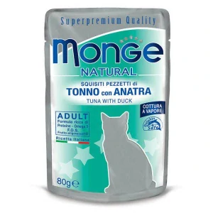 MONGE NATURAL 80g kapsička pre dospelé mačky tuniak s kačicou v želé