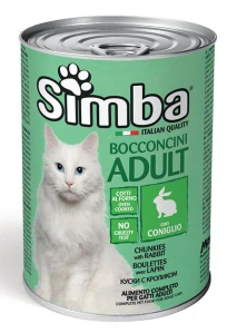 MONGE SIMBA Cat Chunks with rabbit 415g konzerva pre dospelé mačky s králikom