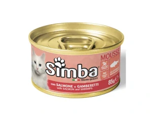 MONGE SIMBA Cat Mousse with salmon and shrimps 85g paštéta pre dospelé mačky losos a krevety