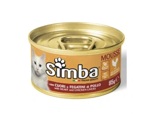 MONGE SIMBA Cat Mousse with heart and chicken liver 85g paštéta pre dospelé mačky so srdcom a kuracou pečeňou