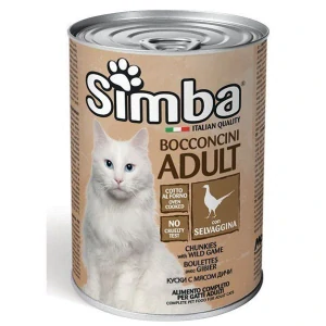 MONGE SIMBA Cat Chunks with wild game 415g konzerva pre dospelé mačky s divinou