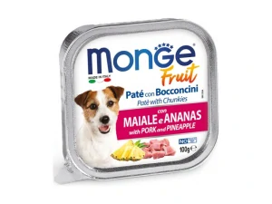 MONGE Fruit Paté and Chunkies 100g paštéta s bravčovými kúskami a ananásom pre dospelých psov