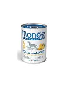MONGE Monoprotein Fruits Adult Chicken 400g paštéta 100% kura s ananásom pre dospelých psov