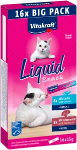 Vitakraft Cat Liquid Snack pečeňovka + losos 16x15g