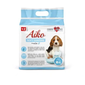 AIKO Soft Diapers M-L 46-60cm 12ks plienkové nohavičky pre psov samcov stredných a veľkých plemien