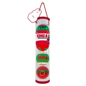 KONG Holiday Occasions vianočný set loptičiek pre psov- 4 rôzne druhy M 7x7x7cm