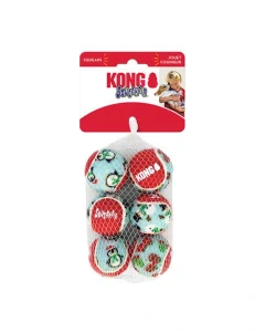 Hračka Kong Dog Holiday Airdog Lopta s pískatkom tenis, guma vulkanizovaná, bal. 6 kusov, S