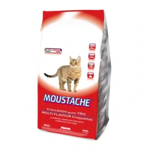 MONGE MOUSTACHE CAT TRIS FLAVOUR 20kg granule pre dospelé mačky s rybou, kuracím a hovädzím mäsom s taurínom a vitamínmi