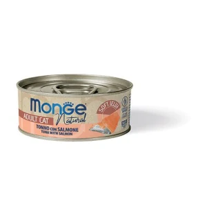 MONGE NATURAL Jelly 80g tuniak s lososom v želé pre dospelé mačky