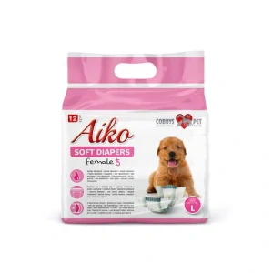 AIKO Soft Diapers L 38x56cm 12ks plienkové nohavičky pre fenky veľkých plemien