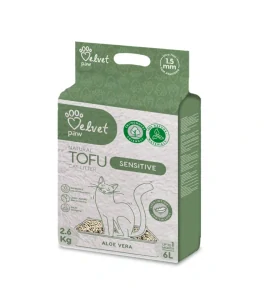 Podstielka pre citlivé mačky Velvet Paw Tofu s aloe vera esenciou 6 l