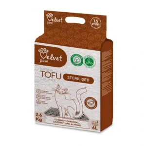 Podstielka pre steriliz.mačky Velvet Paw Tofu s kokos.uhlím, kokos. a mandľovou esenciou 6 l