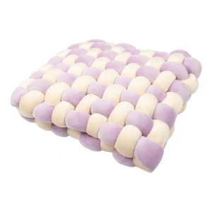 COOCKOO Velvet Vibe Mäkký pletený vankúš pre mačky 40x40x9,5cm béžový/fialový