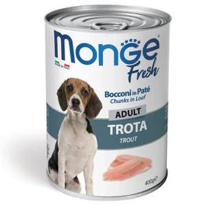 MONGE Fresh Adult 400g pstruhové kúsky v paštéte pre dospelých psov