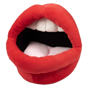 COOCKOO Meow Mouth Plyšový domček pre mačky v tvare úst 36x42x36cm červený