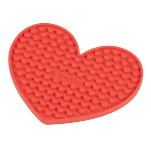 COOCKOO Lízacia podložka pre psov a mačky v tvare srdca 17x14x1cm červená