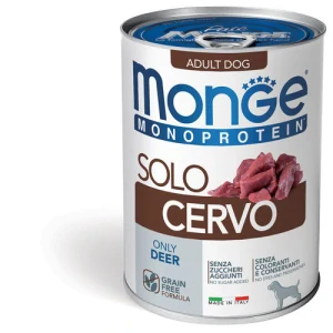 MONGE Monoprotein Adult Deer 400g konzerva pre dospelých psov čisto jelenie