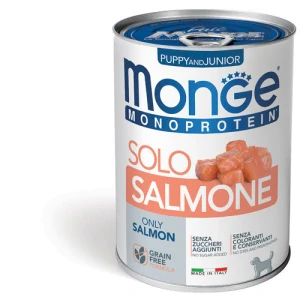 MONGE Monoprotein Puppy and junior Salmon 400g konzerva pre šteňatá čisto losos