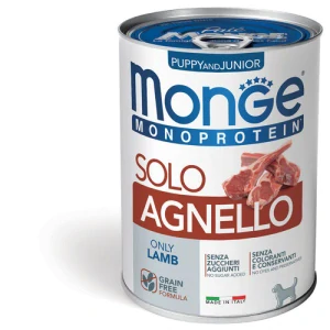 MONGE Monoprotein Puppy and junior Lamb 400g konzerva pre šteňatá čisto jahňacie