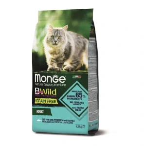 MONGE Best for Breeders BWild Grain Free Adult 10 kg bezobilninové granule s byvolím mäsom, zemiakmi a šošovicou pre dospelé mačky
