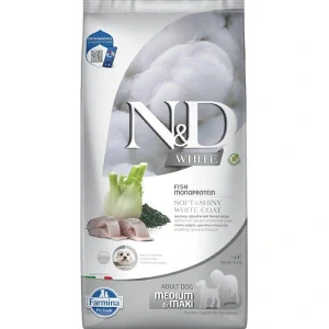 Farmina N&D dog WHITE (GF) adult med/max, sea bass, spirulina & fenel 7 kg