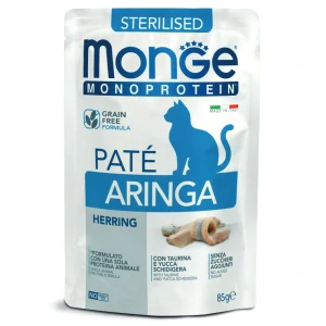 MONGE Monoprotein Paté Sterilised Herring 85 g paštéta pre sterilizované mačky so sleďom