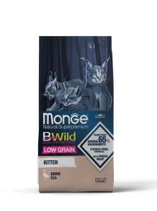 MONGE Best for Breeders BWild Low Grain Kitten 10 kg granule s husacím mäsom a nízkym obsahom obilnín pre mačiatka