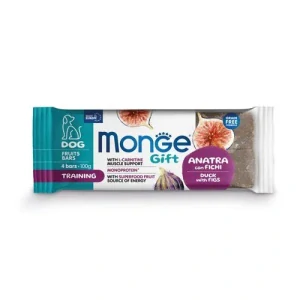 MONGE GIFT Fruit bars Training 100g/4ks ovocné tyčinky pre psov s kačicou a figami