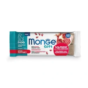 MONGE GIFT Granola bars Skin support 120g/2ks granola tyčinka pre psov pre podporu pokožky s lososom a granátovým jablkom