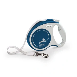 flexi Comfort Plus M samonavíjacie páskové vodítko 5 m do 25 kg modré