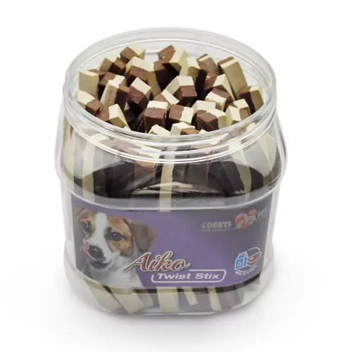 COBBYS PET AIKO Twist Stix 12cm Mlieko+Jahňa