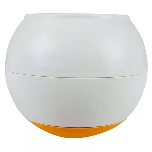 DUVO+ Protišmyková miska na pomalé jedenie bielo-oranžová L 17x16x17cm