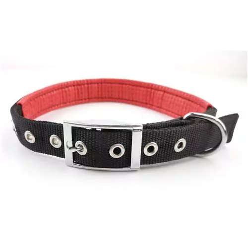 COBBYS PET Obojok dvojitý textilný čierny polstrovaný červeným neoprénom 65cm/25mm