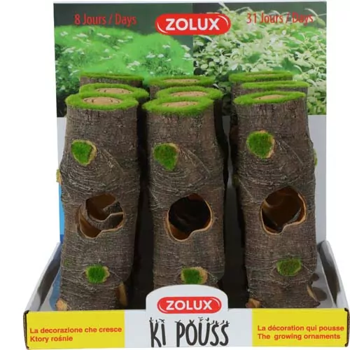 ZOLUX Dekorácia do akvária peň L so živými semienkami machu 6,7 x 6,2 x 19cm