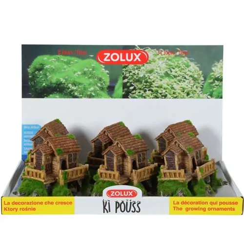 ZOLUX Dekorácia do akvária Chata S so živými semienkami machu 13,7 x 8,0 x 10,8cm