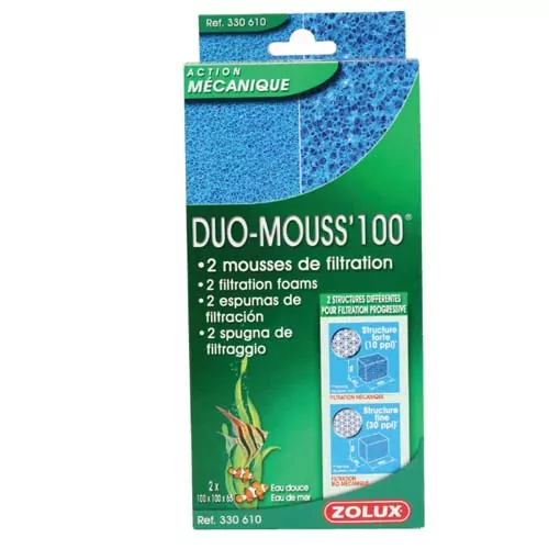 ZOLUX DUO-MOUSS 100 filtračný molitan 100x100x 65mm 2ks