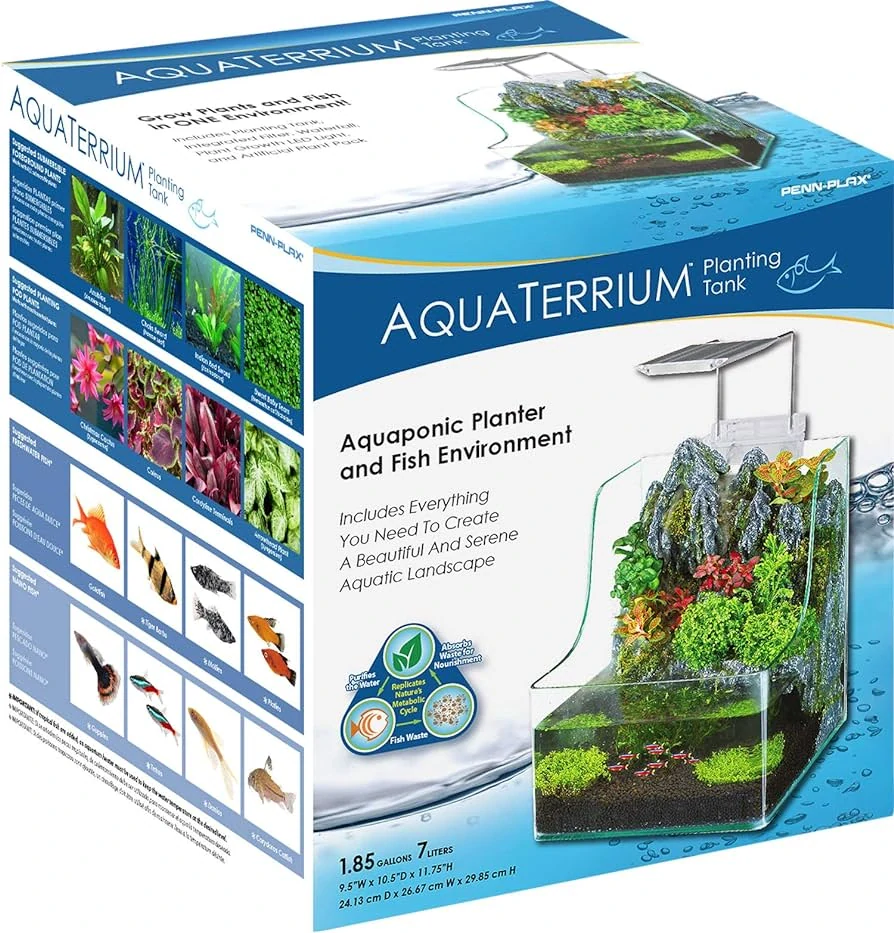 PENN PLAX AQUATERRIUM 7l s LED osvetlením a filtraciou pre ryby a rastliny
