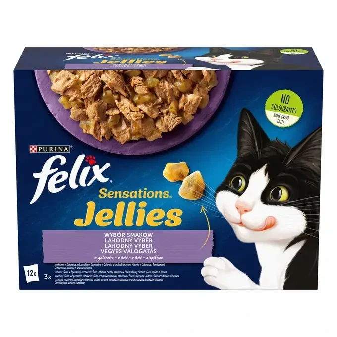 FELIX Sensations Jellies kapsička 12x85g jahňa, makrela, treska, morka v lahodnom želé
