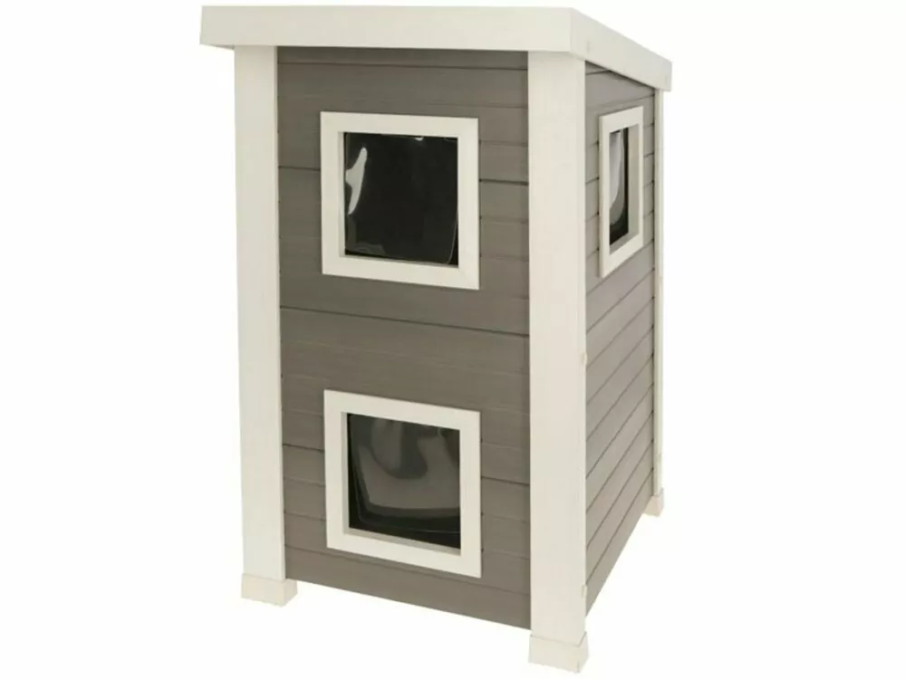 Dvojposchodová búda pre mačky z EKO plastu KERBL EMILA 49x55x82 cm