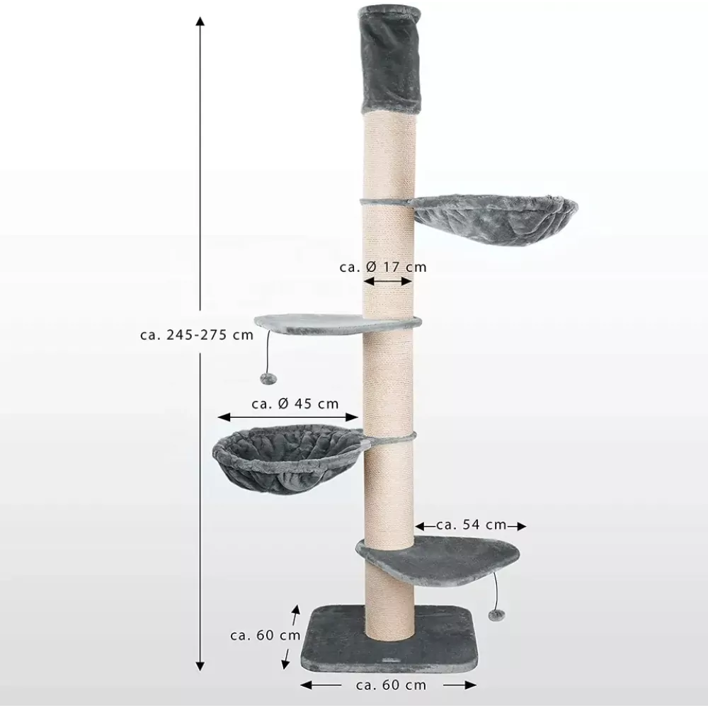 Elwing XXL Škrabadlo do stropu 57*57*250-275cm šedá