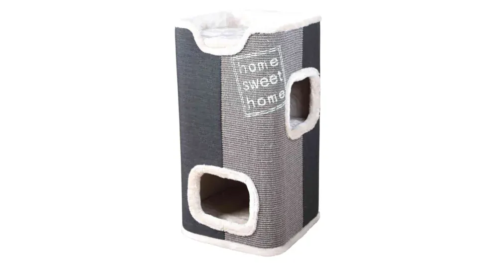 Cat Tower JORGE s odpočívadlom, sivá s béžovou kožušinou 78cm
