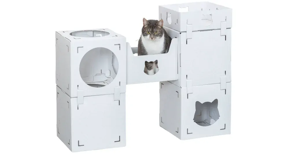 Kartónový nábytok pre mačky, 93 x 82 x 30,5 cm, nosnosť 8 kg, biela