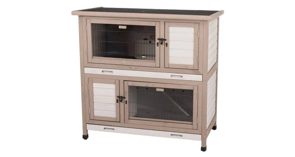 NATURA králikáreň s tepelnou izoláciou, 2 poschodia, 116 x 113 x 65 cm, sivá