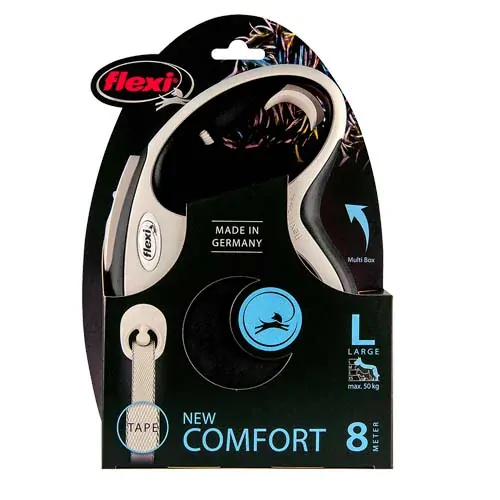 Vodítko Flexi New Comfort páska L 8 m čierne (do 50 kg)