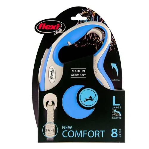 Vodítko Flexi New Comfort páska L 8 m modré (do 50 kg)