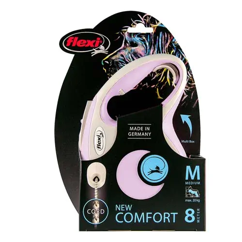 flexi New Comfort M lanko 8m ružová do 20kg